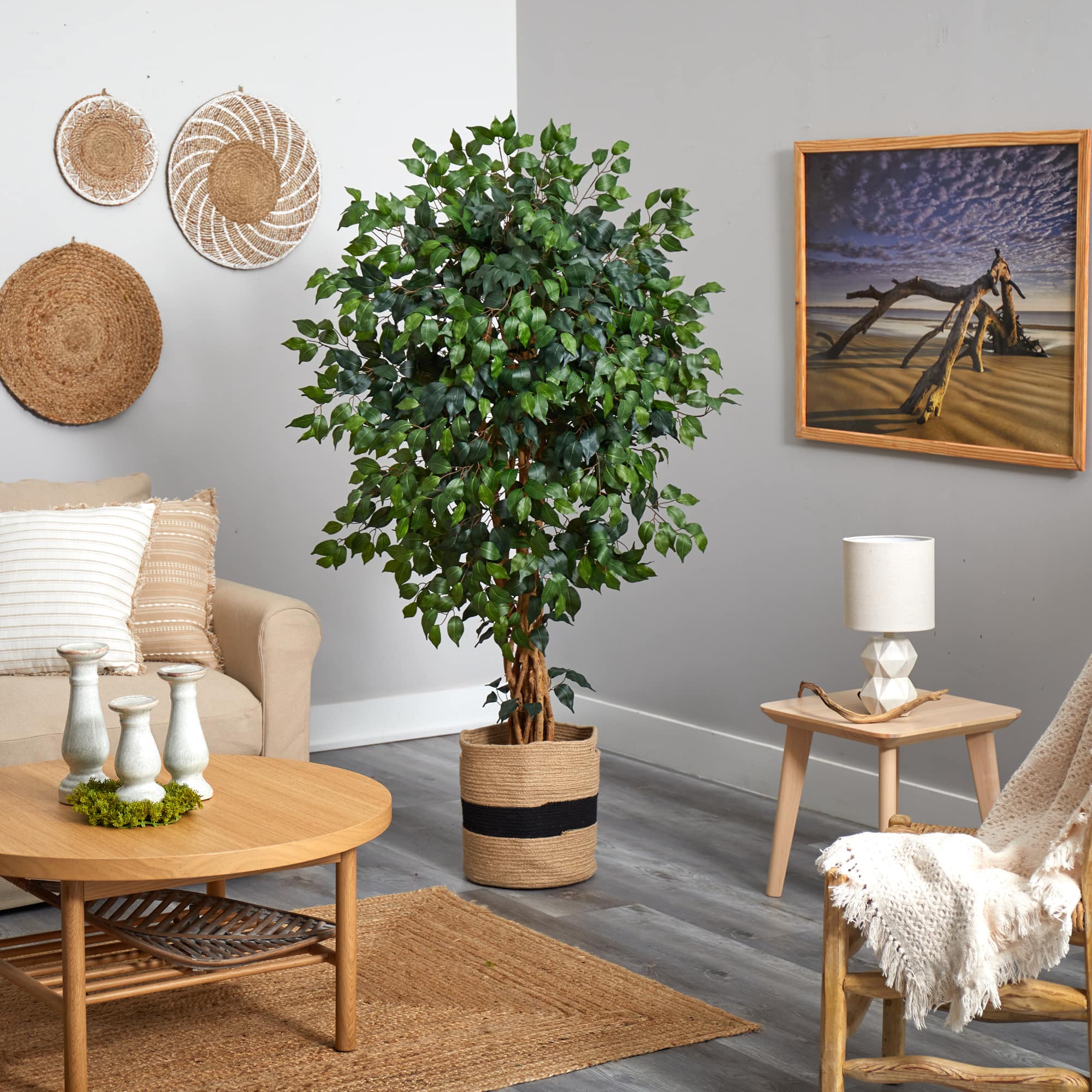 5.5ft. Palace Ficus Artificial Tree in Handmade Natural Cotton Planter